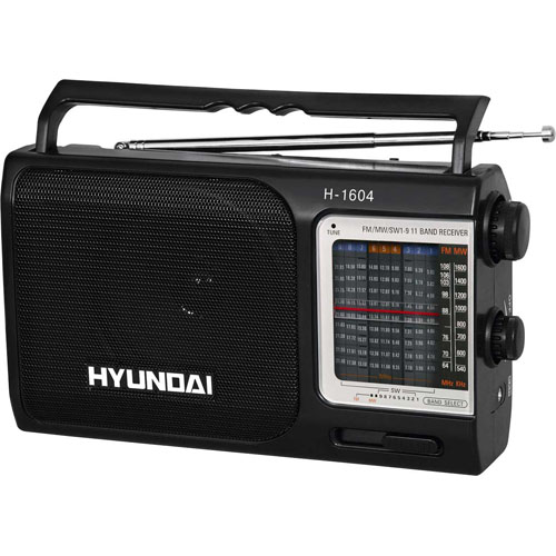 Hyundai H-1604, black Радиоприемник Hyundai Electronics инфо 8525a.